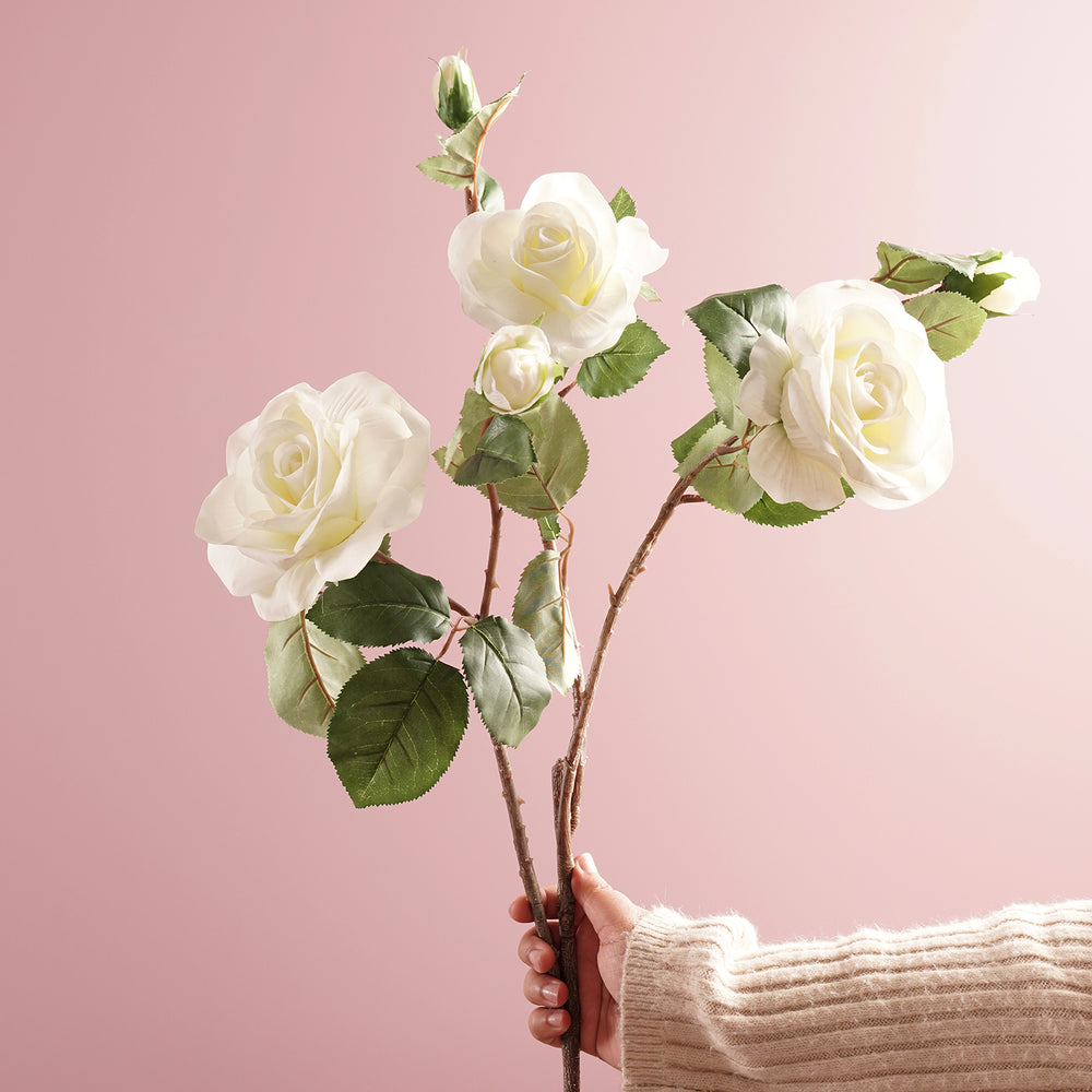 Ivory Rose Faux Flower Single Stem