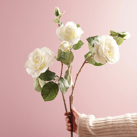 Ivory Rose Faux Flower Single Stem