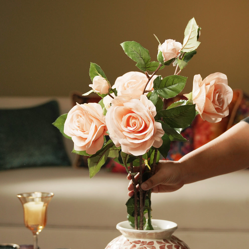 Light Pink Rose Artificial Flower Stem - Single