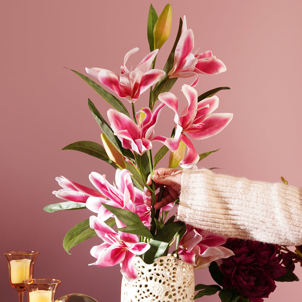 Pink Lily Faux Flower Single Stem