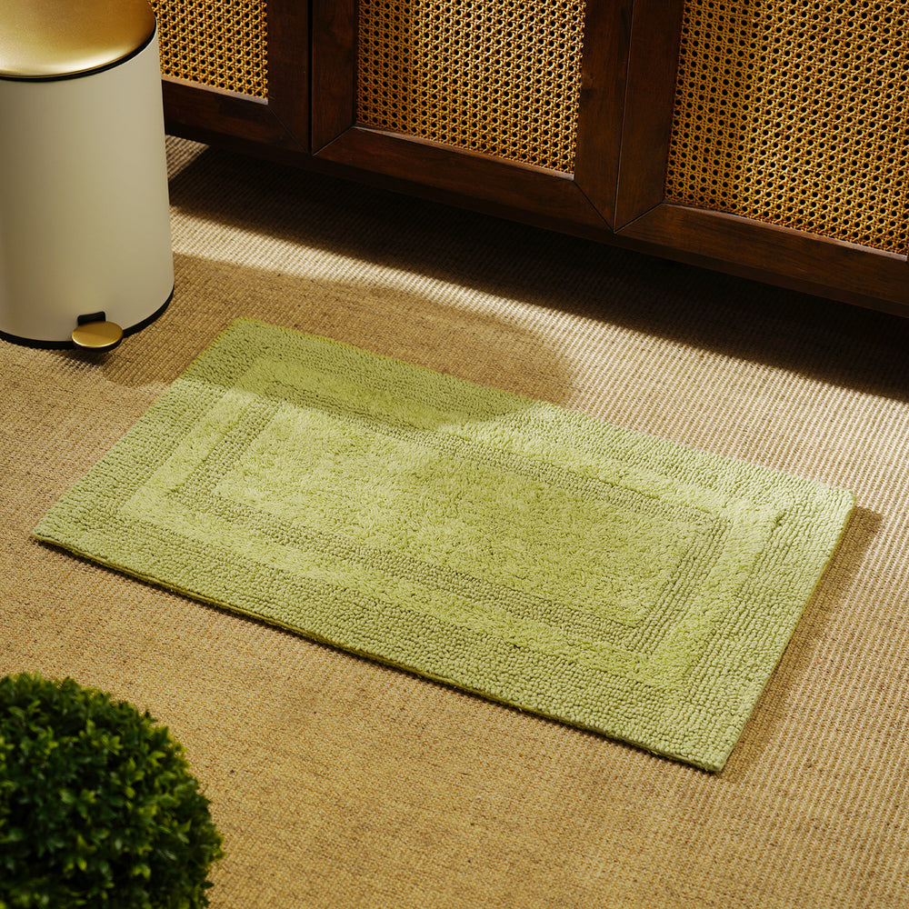 Green Cotton Single Border Reversible Bathmat