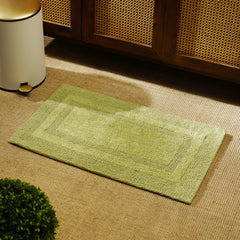 Green Cotton Single Border Reversible Bathmat