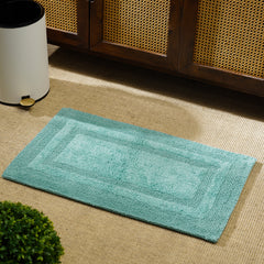 Blue Cotton Single Border Reversible Bathmat