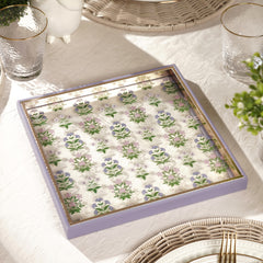 Purple and Gold Dual Toned Floral Print Platter