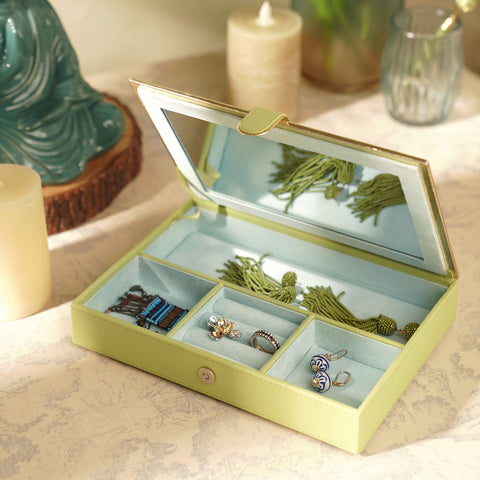Green Faux Leather Jewellery Box