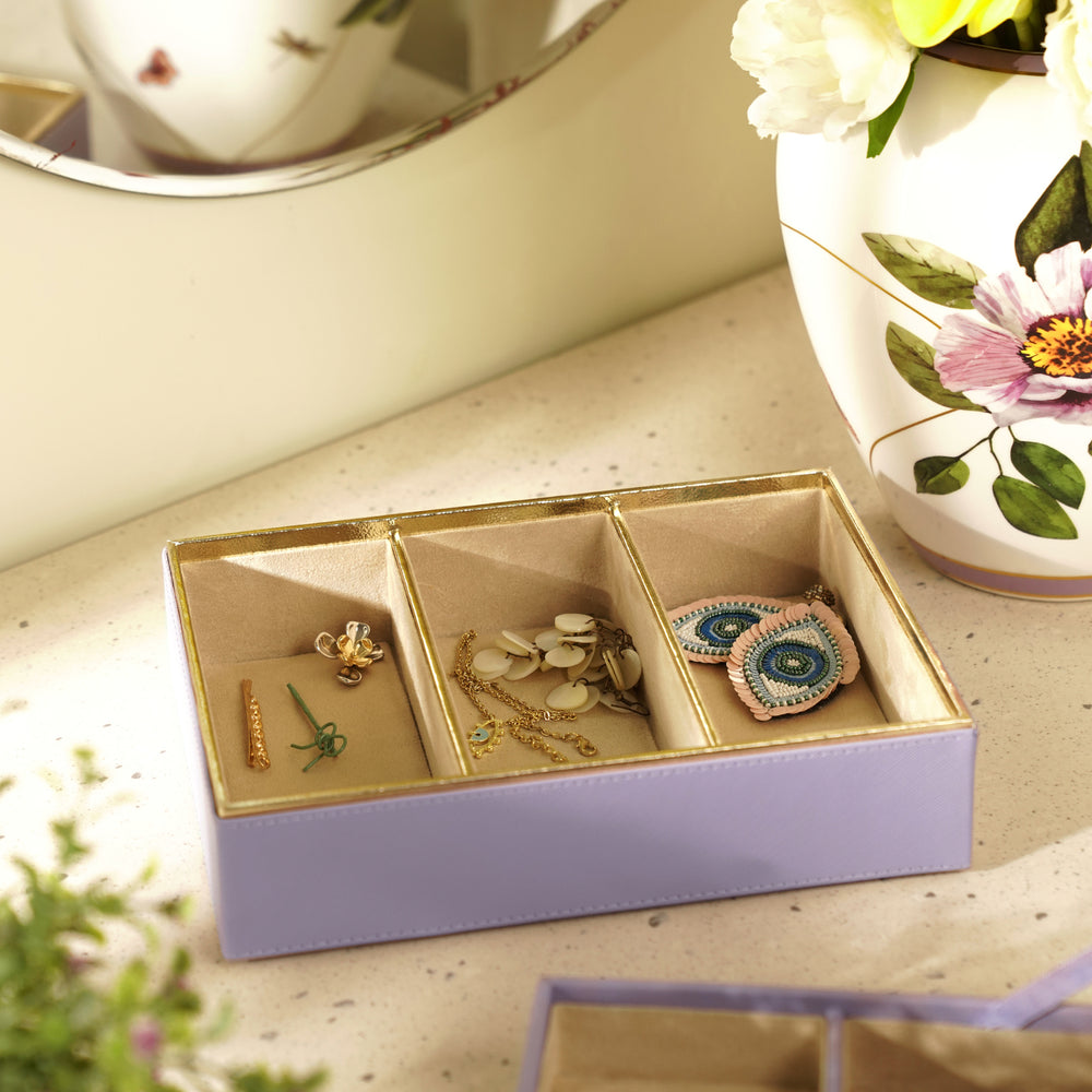 Purple 3 Compartment Faux Leather Organiser