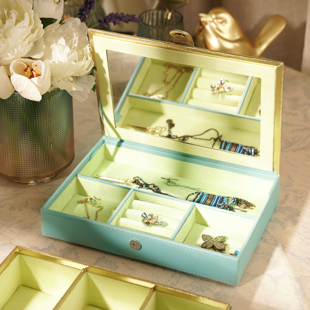 Blue Faux Leather Jewellery Box