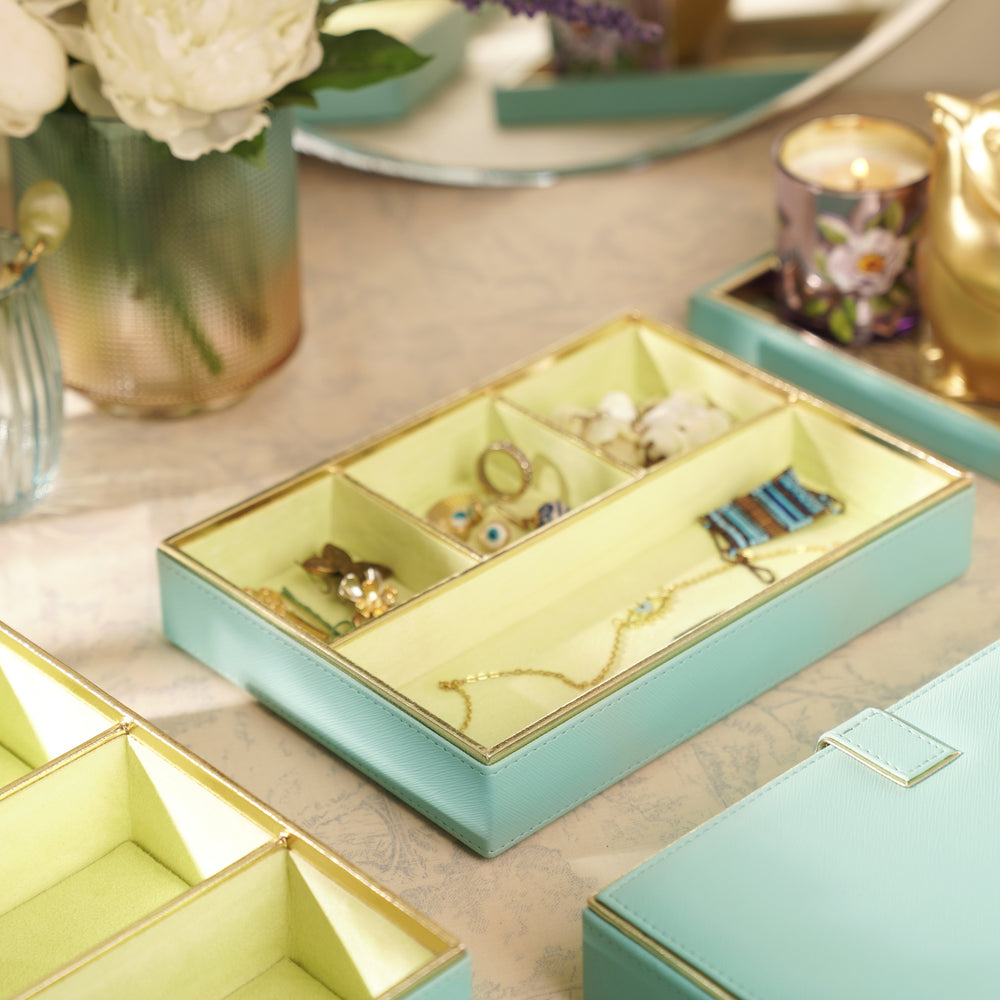 Blue 4 Compartment Faux Leather Organiser