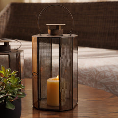 Brown Antique Finish Lantern - Large