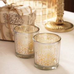 Set of 2 Pearl Patterned Pearl Finish Votives - Small