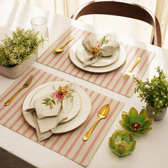 Set of 2 Pink Striped Cotton Placemats