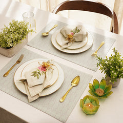 Set of 2 Purple and Off White Geometric Cotton Placemats