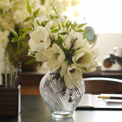 Clear Swirl Textured Glass Vase - Large