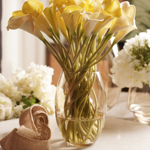 Clear Amber Oblong Glass Vase - Small