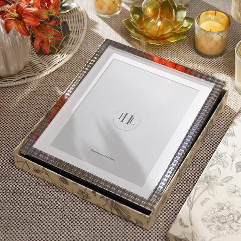 Silver Plated Geometric Design Photo Frame