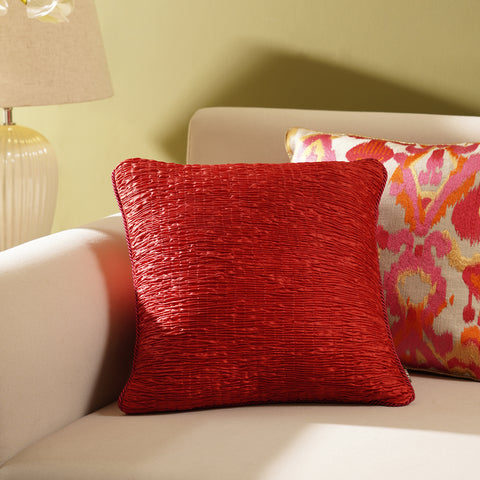 Red Textured Square Cushion Cover