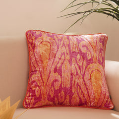 Orange Abstract Digital Print Velvet Square Cushion Cover