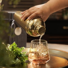 Gold Matt Finish Hammered Metal Cocktail Shaker