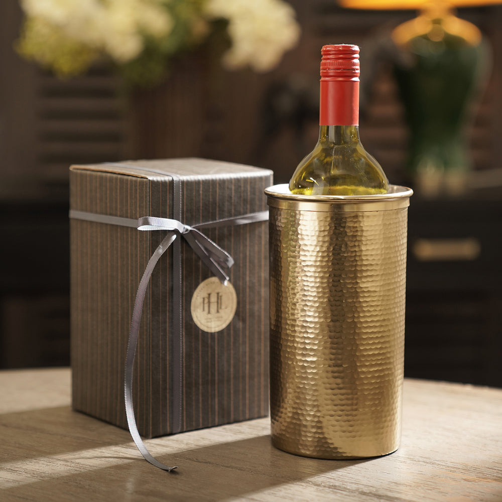 Gold Matt Finish Hammered Metal Wine Chiller