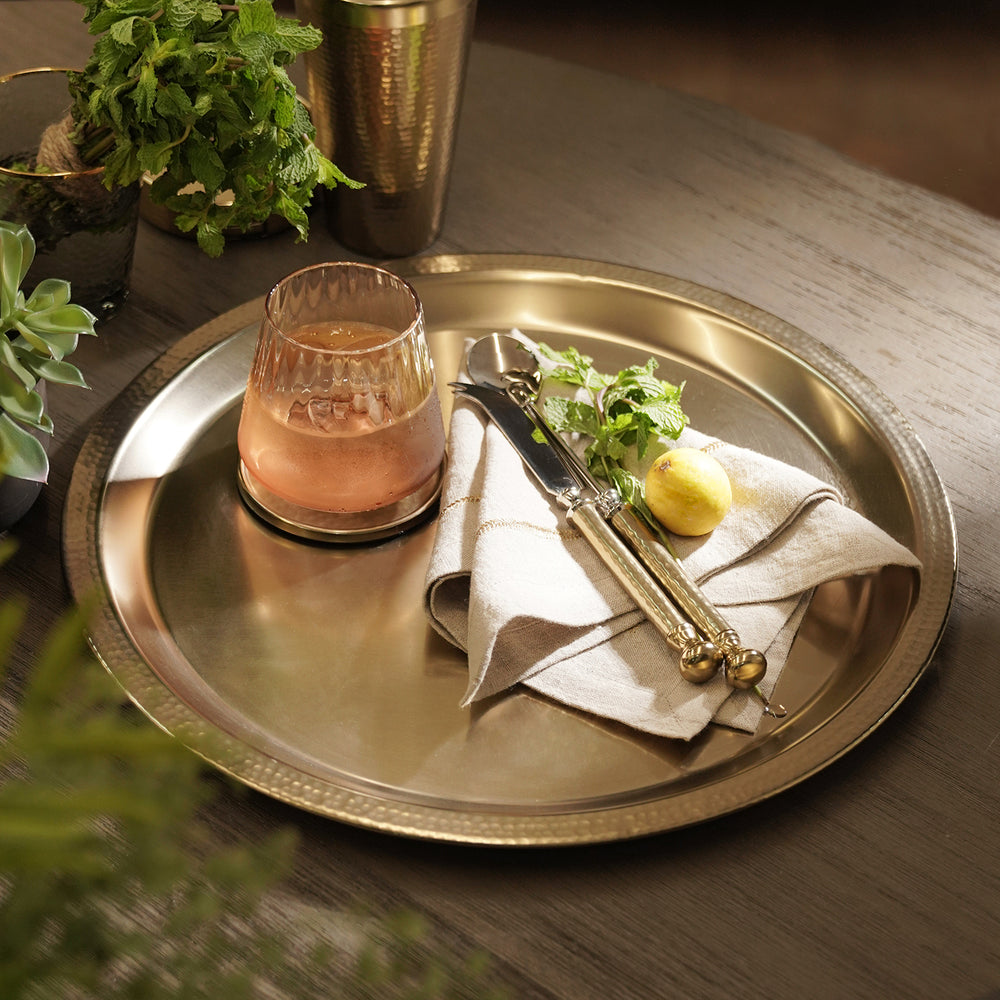 Gold Matt Finish Hammered Metal Tray