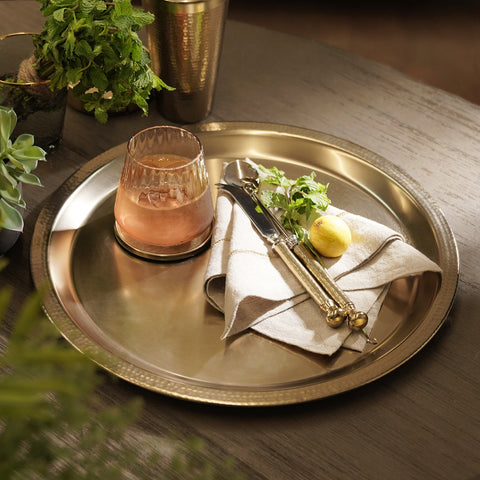 Gold Matt Finish Hammered Metal Tray
