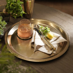 Gold Matt Finish Hammered Metal Tray