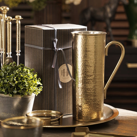 Gold Matt Finish Hammered Metal Pitcher