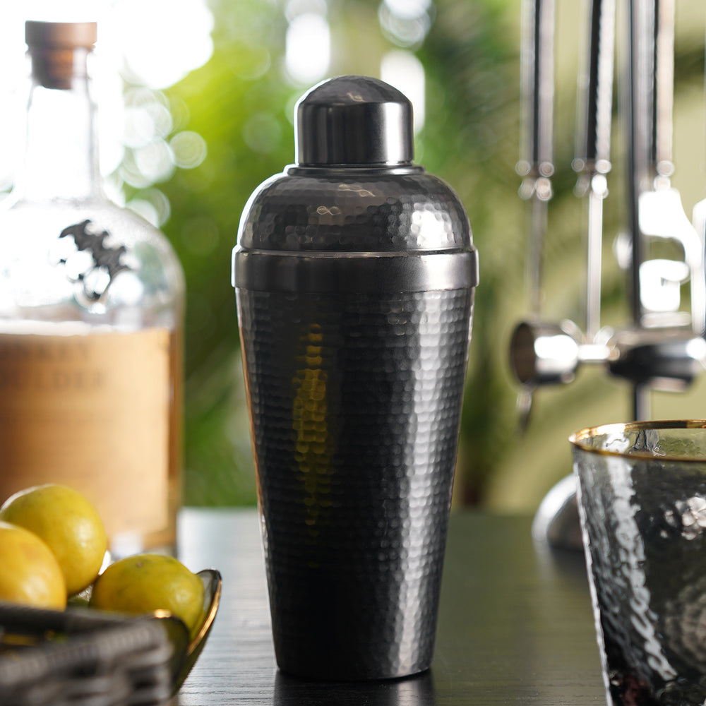 Grey Matt Finish Hammered Metal Cocktail Shaker