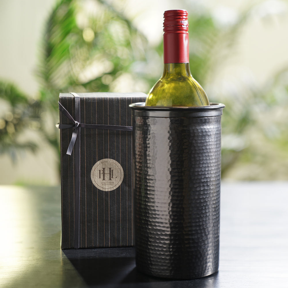 Grey Matt Finish Hammered Metal Wine Chiller