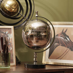 Silver Decorative Globe with Base - Large