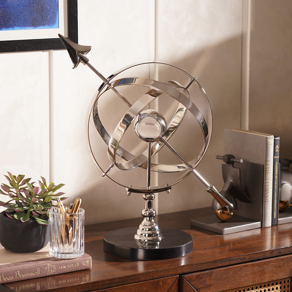 Silver Decorative Armillary with Stand