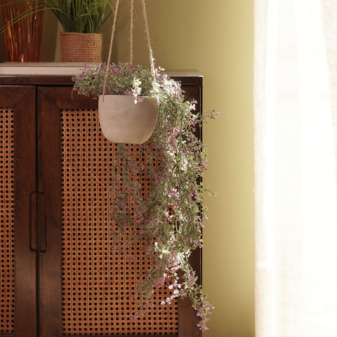 Green Artificial Hanging Plant with Cement Pot