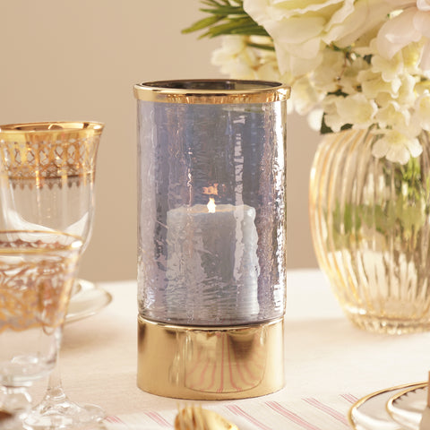 Blue Hammered Glass Votive With Base - Large