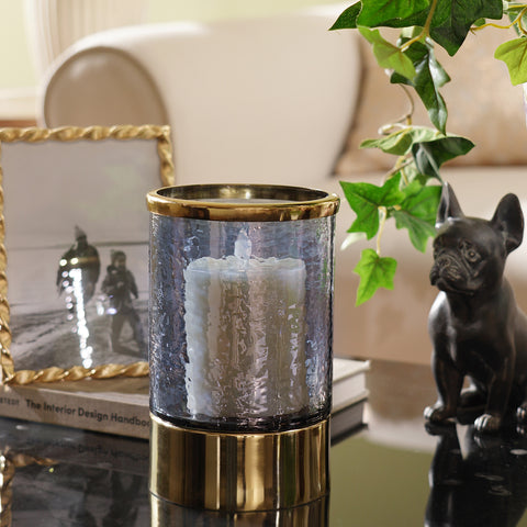 Blue Hammered Glass Votive With Base - Small