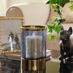 Blue Hammered Glass Votive With Base - Small