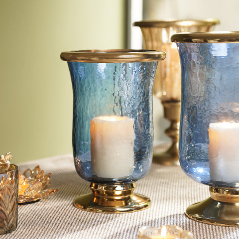 Blue Textured Hurricane with Stand - Small