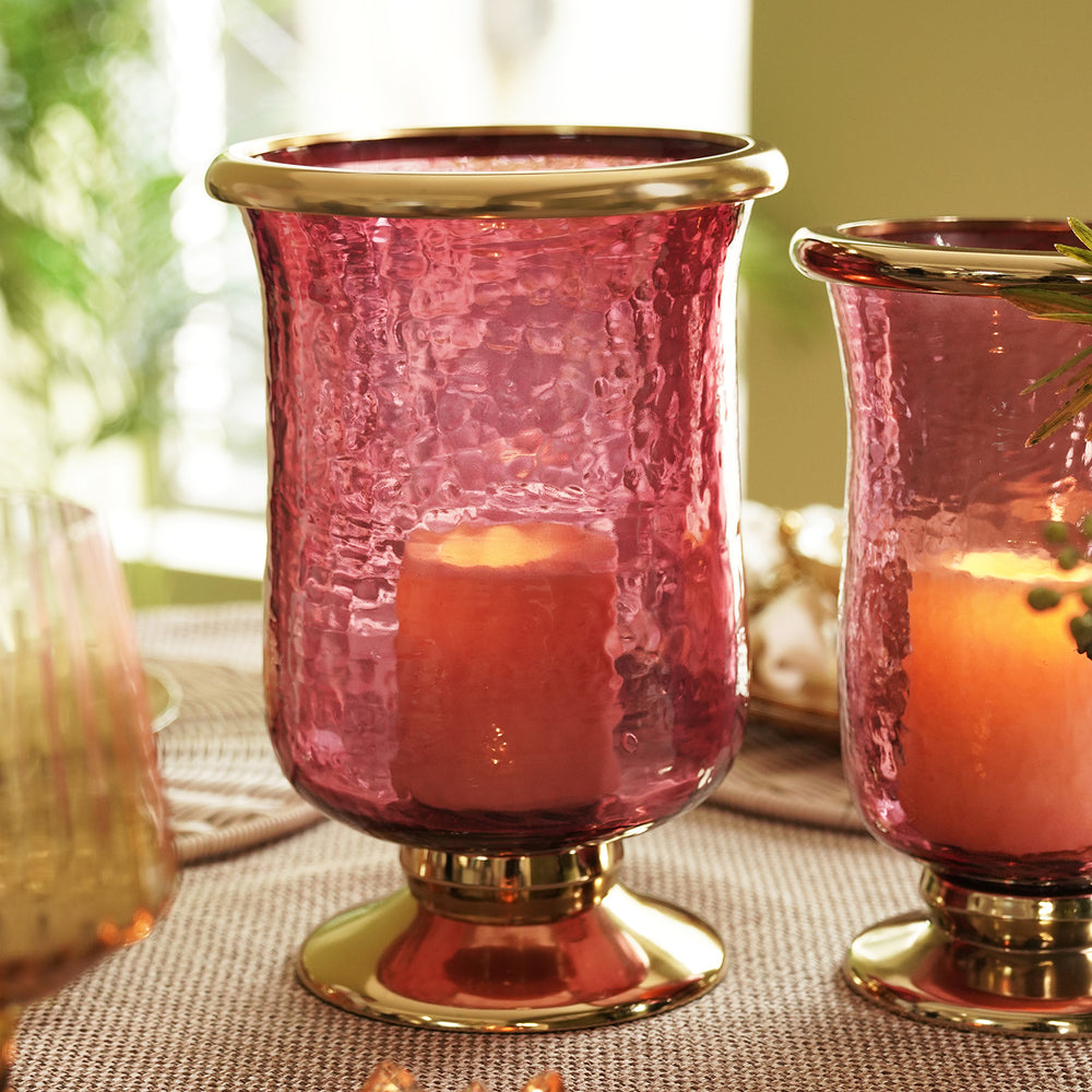 Red Textured Hurricane with Stand - Large
