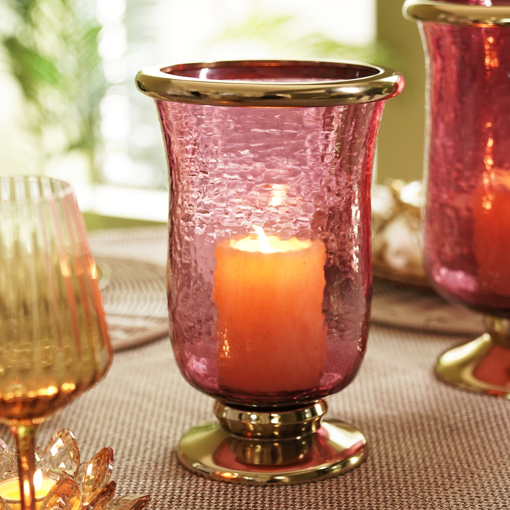 Red Textured Hurricane with Stand - Small