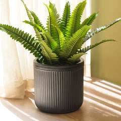 Black Polyfibre Ribbed Pot - Small
