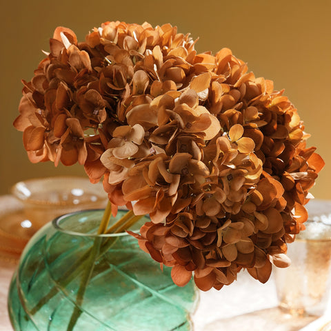 Brown Hydrangea Dry Artificial Stem Single