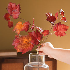 Dark Red Grape Leaf Artificial Stem Single