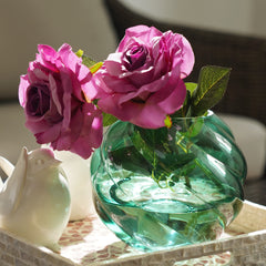 Green Swirl Texture Glass Vase