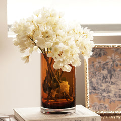 Dark Brown Cylindrical Straight Glass Vase - Small