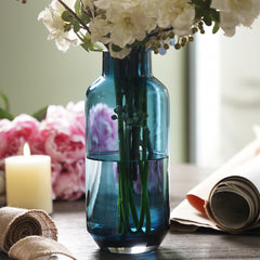 Blue Bottle Neck Glass Vase