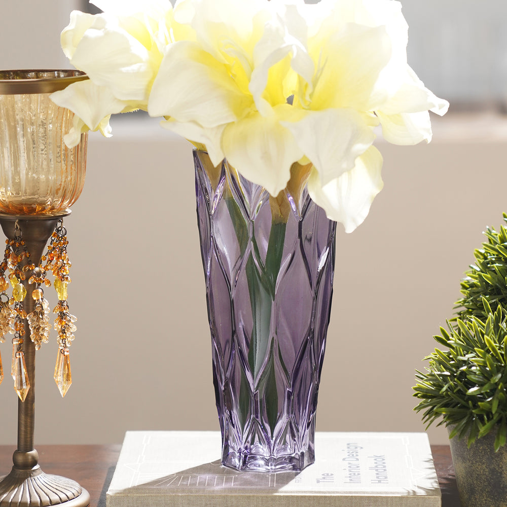 Purple Trellis Textured Glass Vase - Small