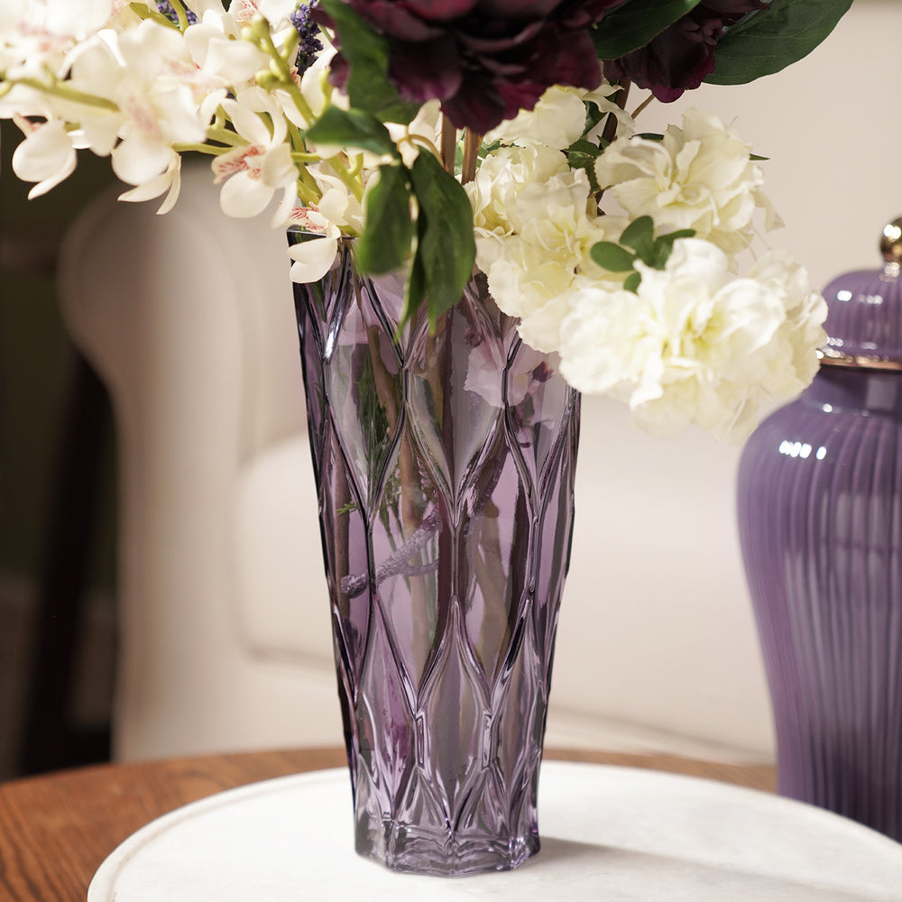Purple Trellis Textured Glass Vase - Medium