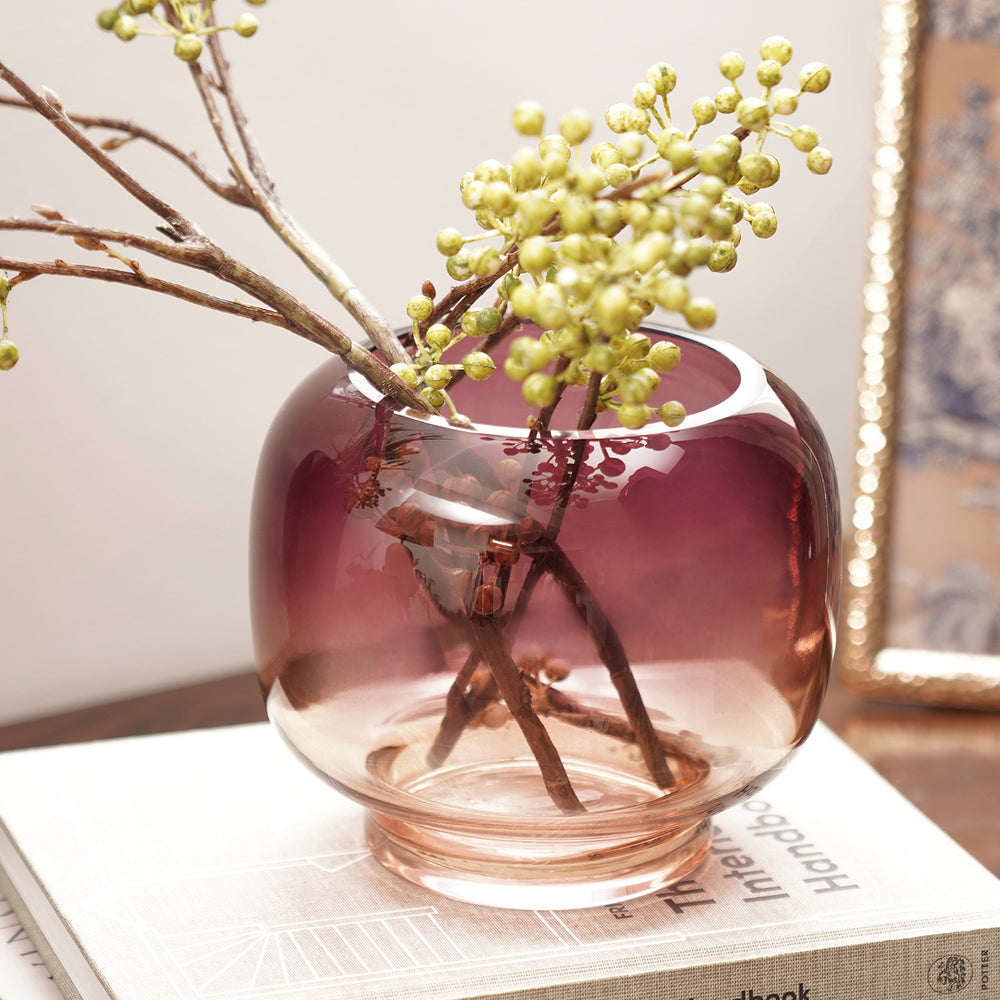 Red and Brown Ombre Glass Vase - Small