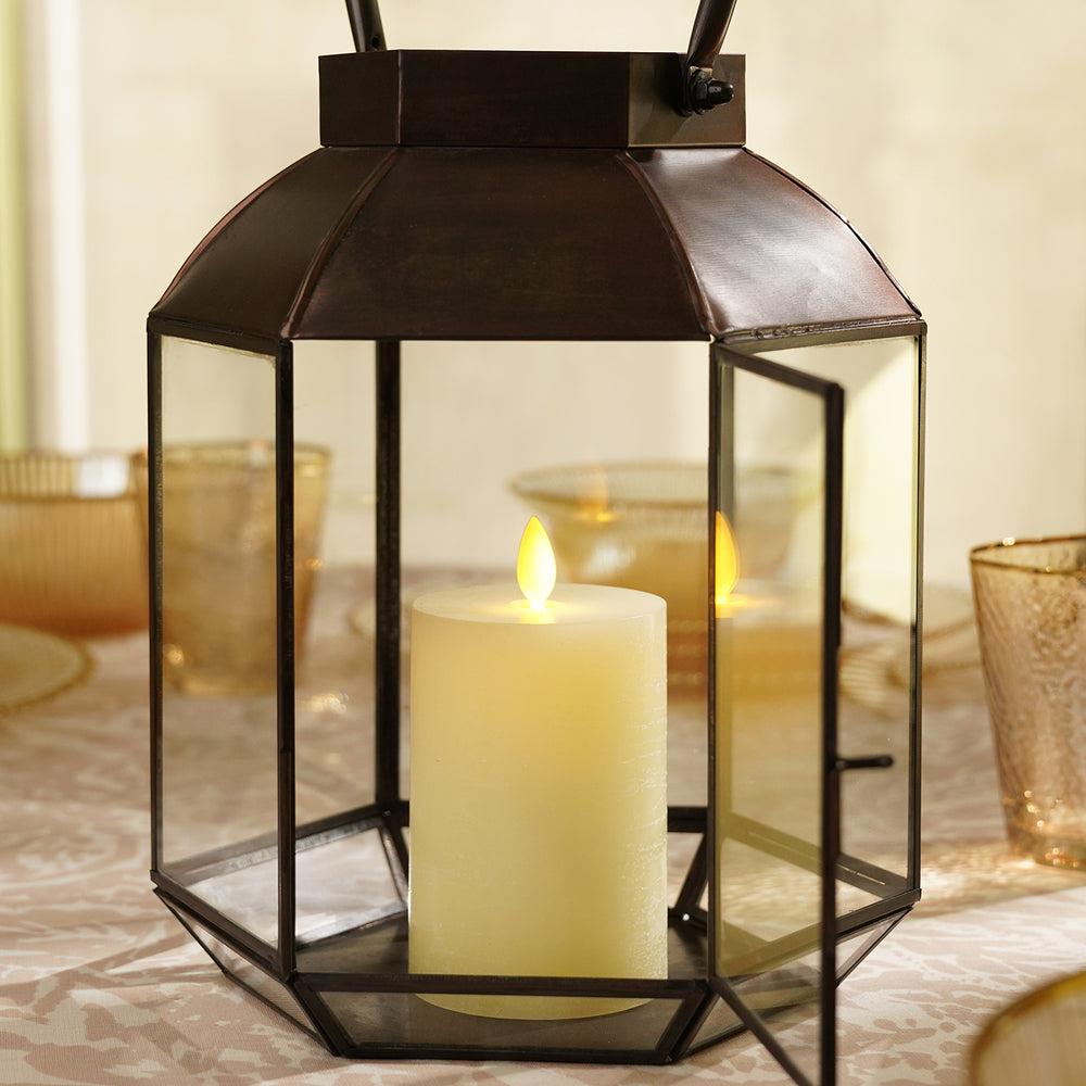 Grey LED Flickering Flame Candle - Large