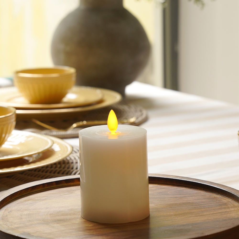 Ivory Flickering Flameless LED Taper Candle - Small