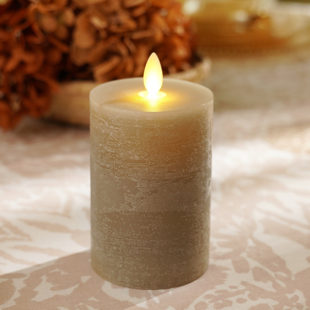Grey LED Flickering Flame Candle - Large
